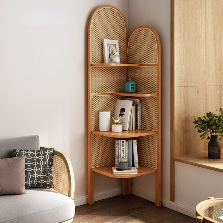 Cleone Rattan Corner Bookcase In 2022 | Corner Furniture, Corner ... intended for Maximizing Small Spaces with Elegant Corner Shelving