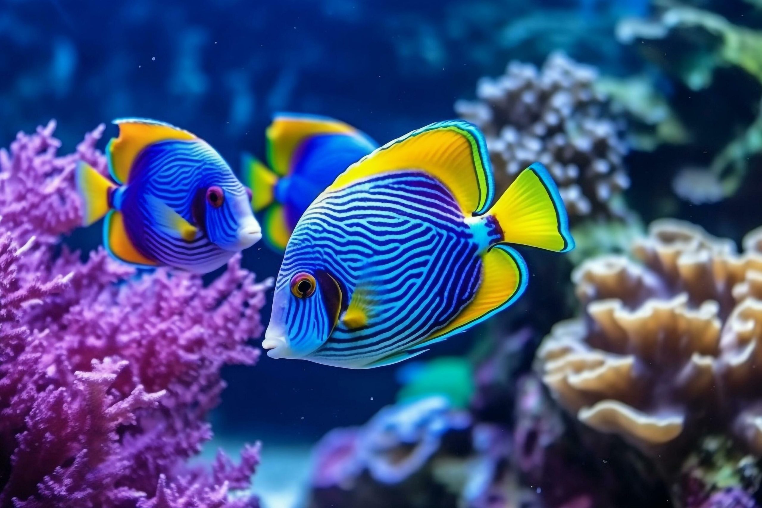Colorful Beautiful Fish In The Sea With Beautiful Corals .Generative Ai ... inside