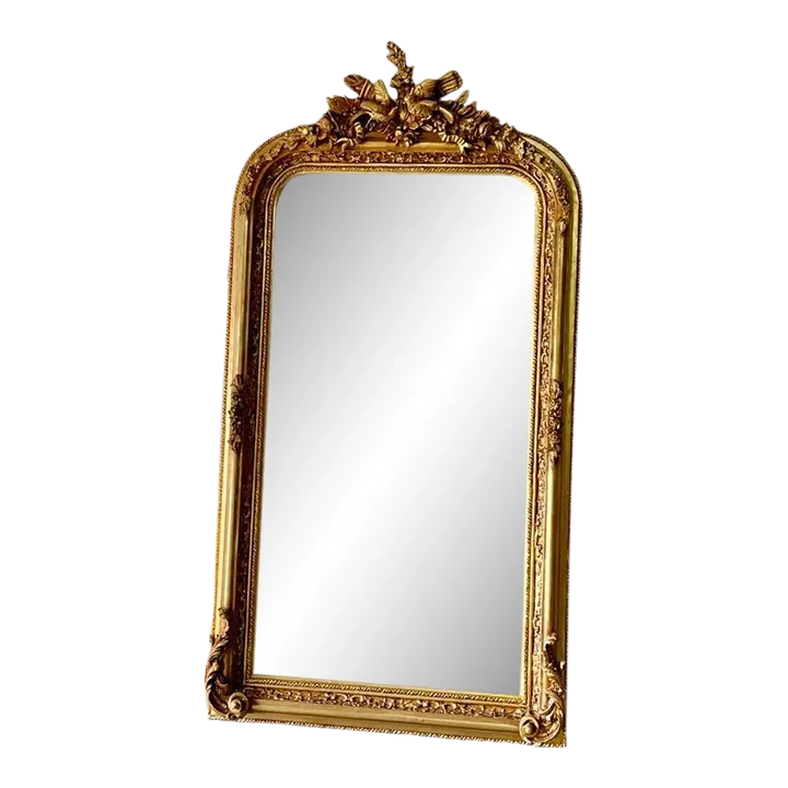 Contemporary French Rococo Style Gold Leaf Mirror | Chairish with regard to