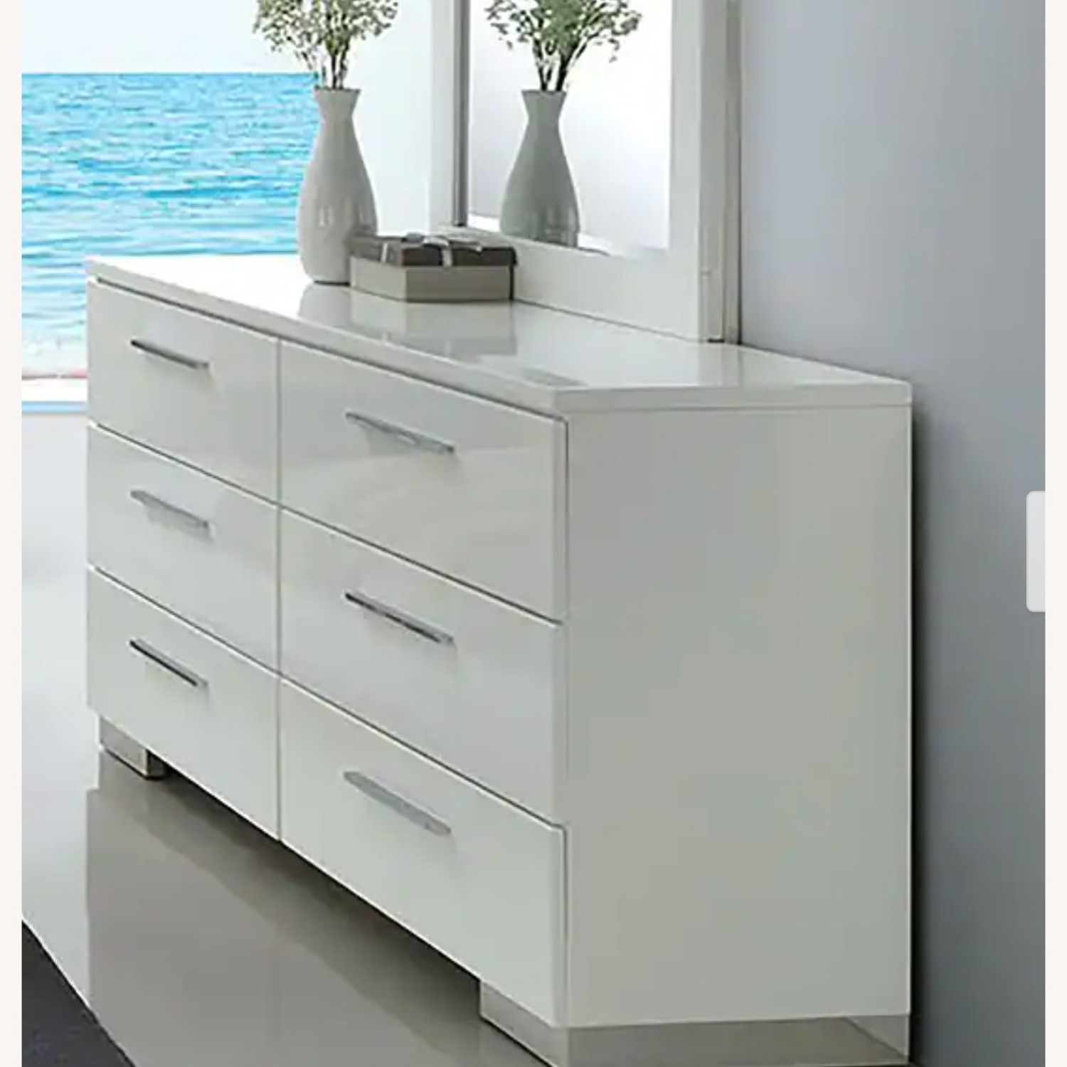 Contemporary Glossy White 6-Drawer Dresser - Aptdeco regarding