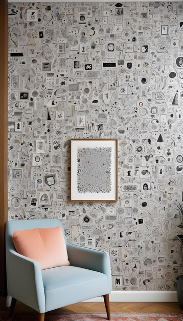Doodle Patterned Wallpaper Graphics Interior | Premium Ai-Generated Image pertaining to Transforming Spaces The Art of Patterned Wallpaper Application