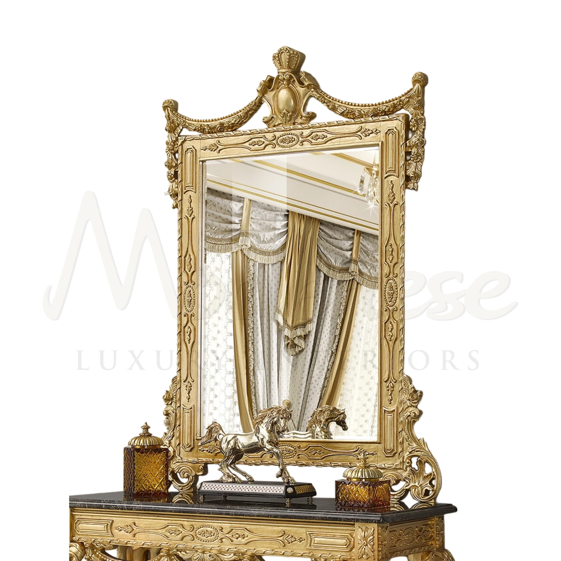 Exquisite Gold Leaf Mirror: Timeless Elegance for