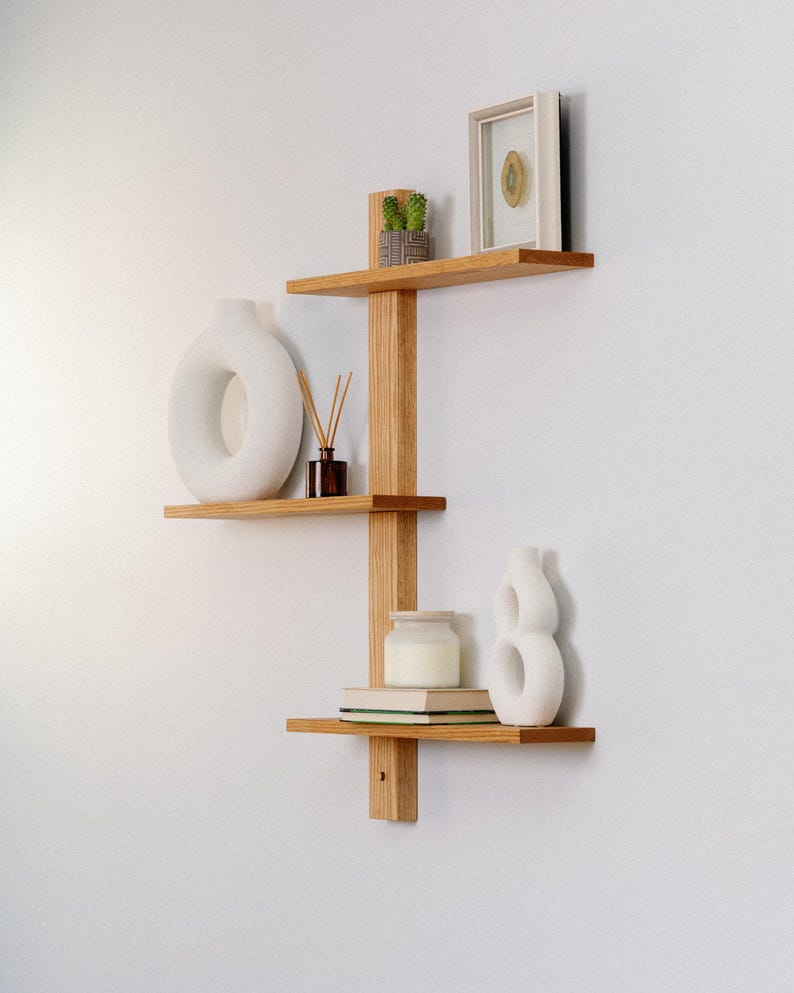 Floating Wall Shelf Three Tier Wood Display Home Decor Storage Modern ... with Achieving a Modern Look with Floating Shelves and 3-Tier Wood Designs
