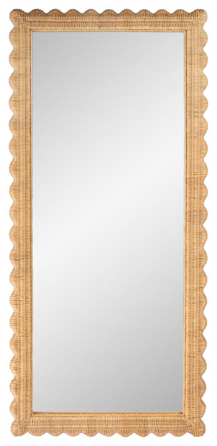 Flora Scalloped Rattan Floor Mirror - Beach Style - Floor Mirrors - By ... in Understanding the Craft Behind Saltwater Rattan Floor Mirrors