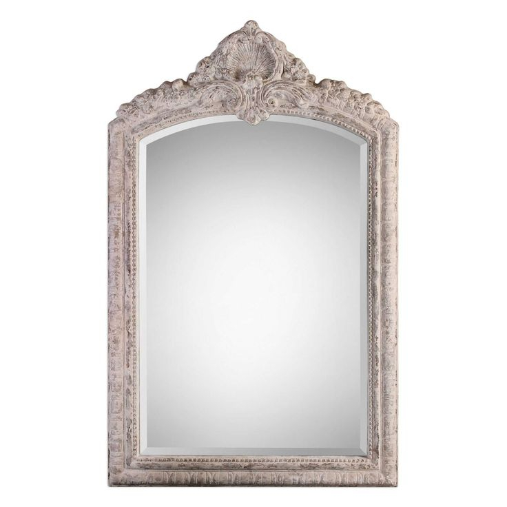 French Shabby Chic Mirrors | Uttermost Charente Aged Ivory Arch Mirror ... with regard to