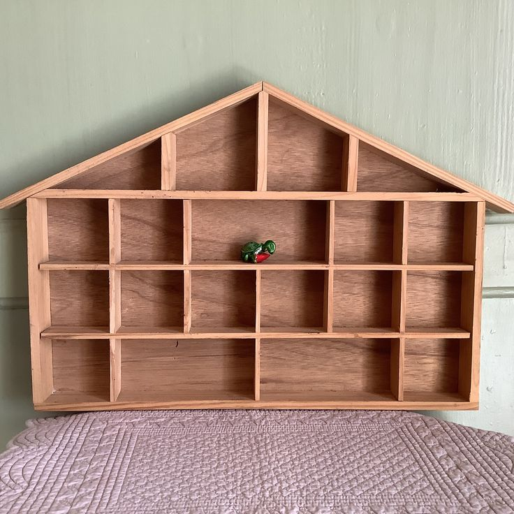 French Wooden Compartment Display Shelf, Curios Shelf, Collections ... with