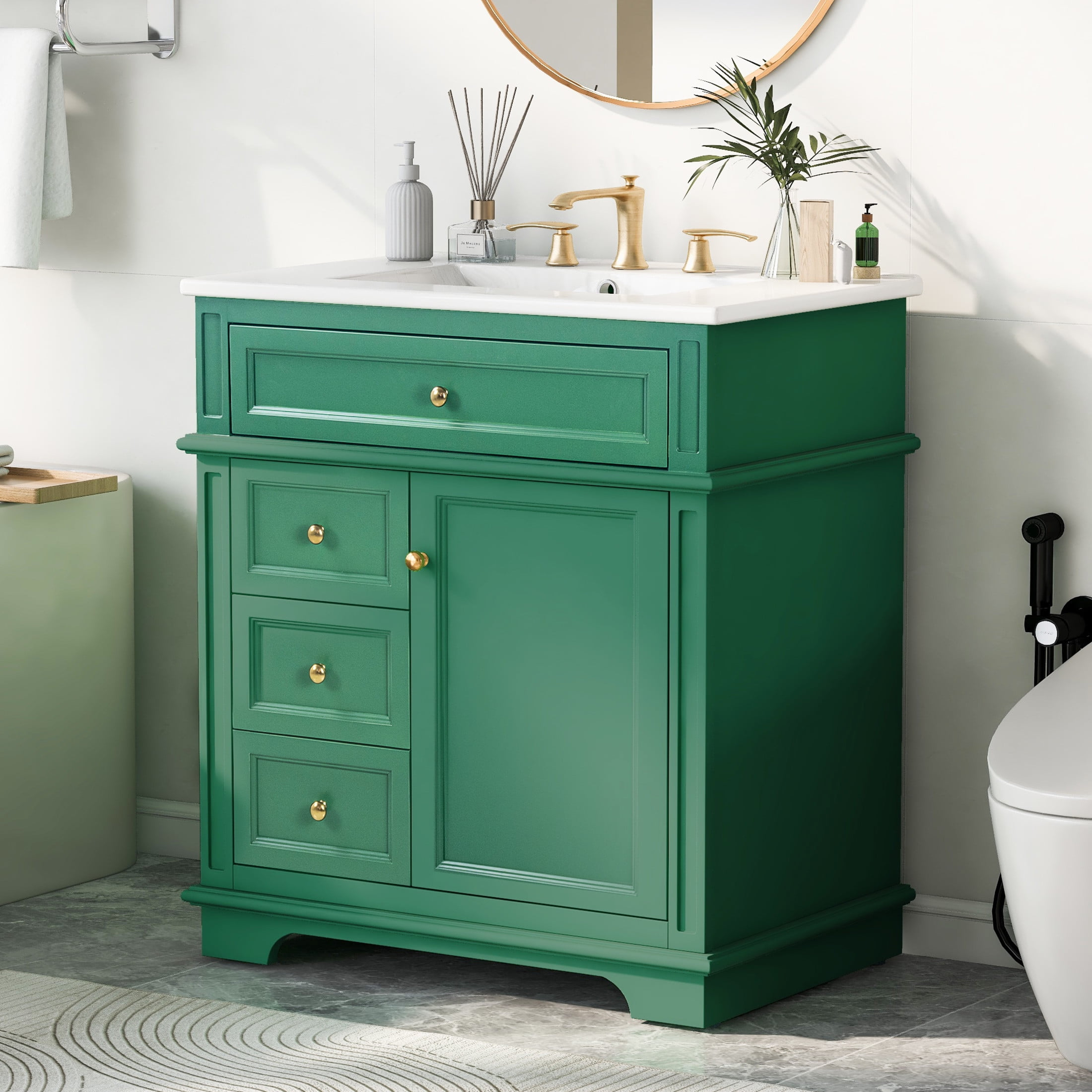 Gdf Studio 30" Modern Bathroom Vanity With Sink Combo Set, 3 Drawers ... inside