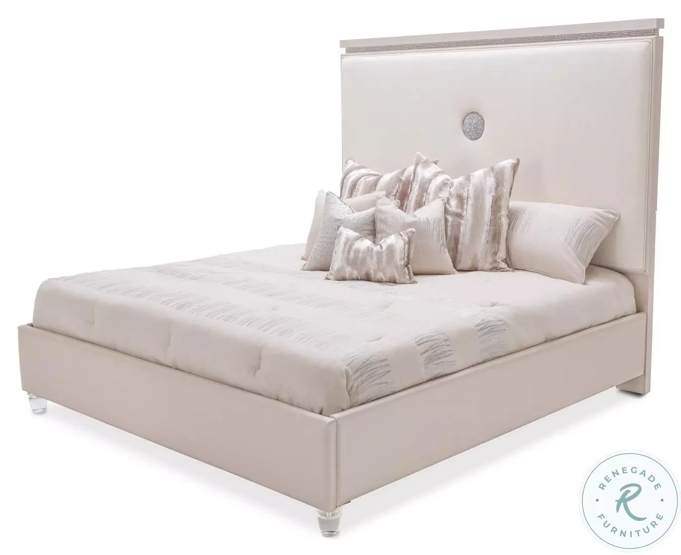 Glimmering Heights Ivory Queen Upholstered Panel Bed From Michael Amini ... with Exploring the Unique Qualities of Ivory Glimmering Heights Mirrors