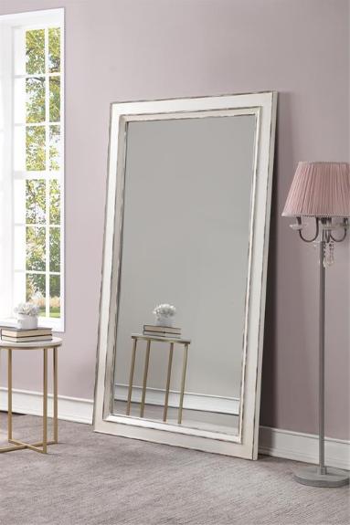 Glory Aged Ivory Floor Mirror | Old Cannery Furniture pertaining to