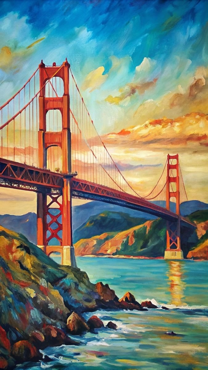 Golden Gate Bridge | Картины, Сан-Франциско, Художественные Зарисовки pertaining to The Unique Materials and Techniques in Dimensional Golden Gate Bridge Art