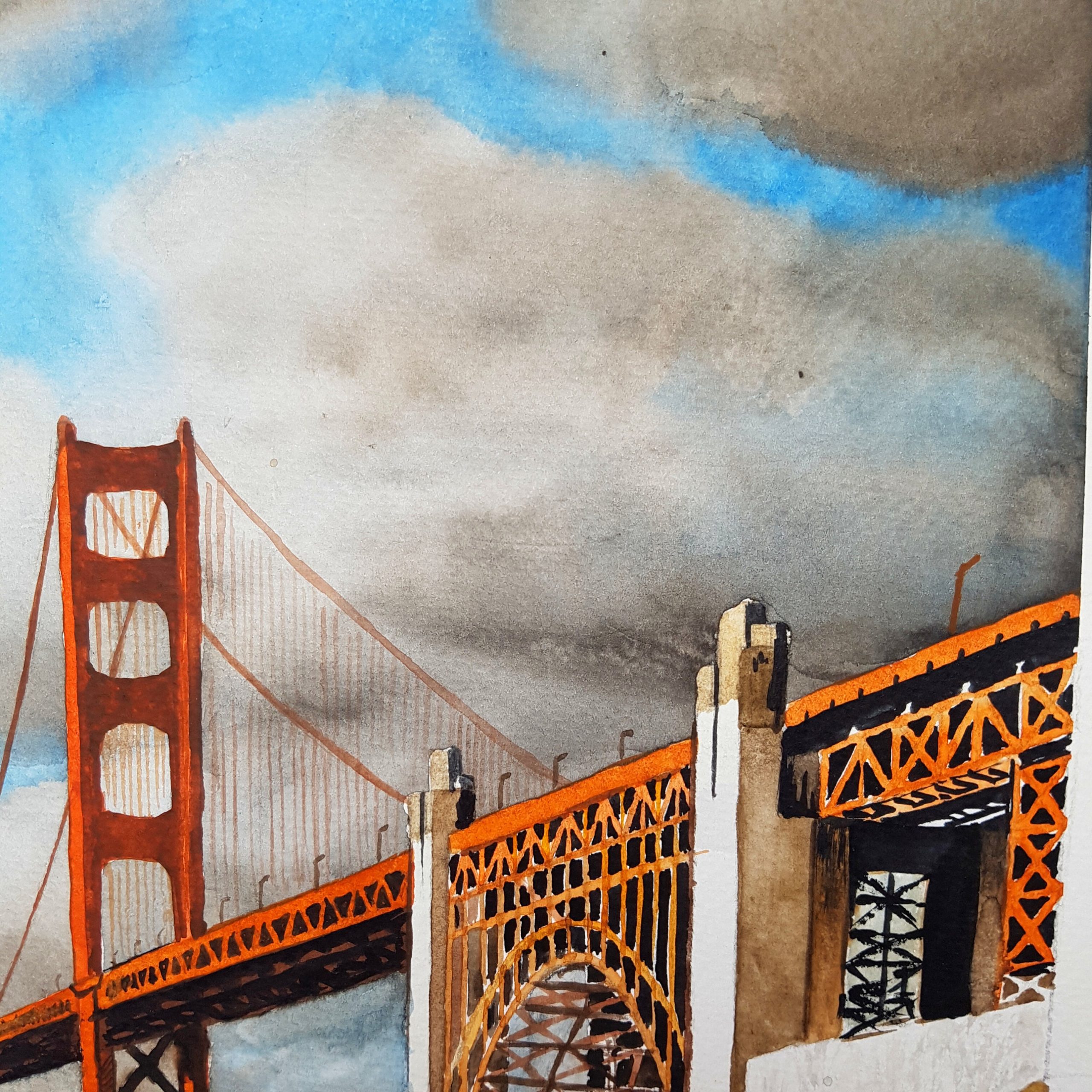 Golden Gate Bridge Painting Original Art Original Watercolor - Etsy with regard to The Unique Materials and Techniques in Dimensional Golden Gate Bridge Art