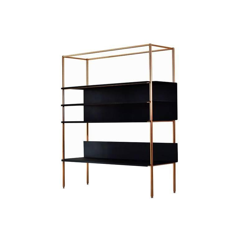 Gordo Bookshelf, Solid Wood, Powder Coated Steel, Customizable For Sale ... with