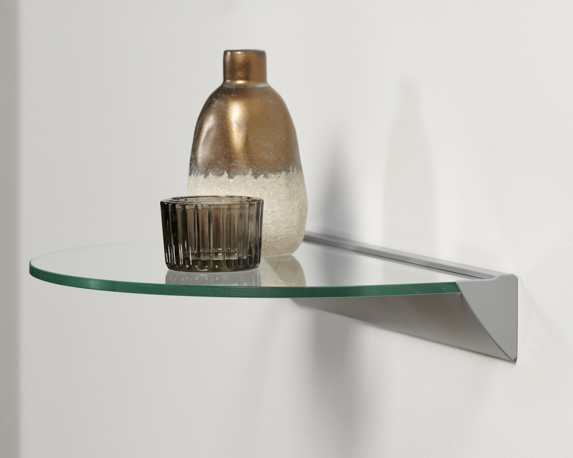 Half-Round Clear Glass Shelf Kit | Peppermill Home inside Maintaining the Pristine Look of Your Clear Glass Shelves