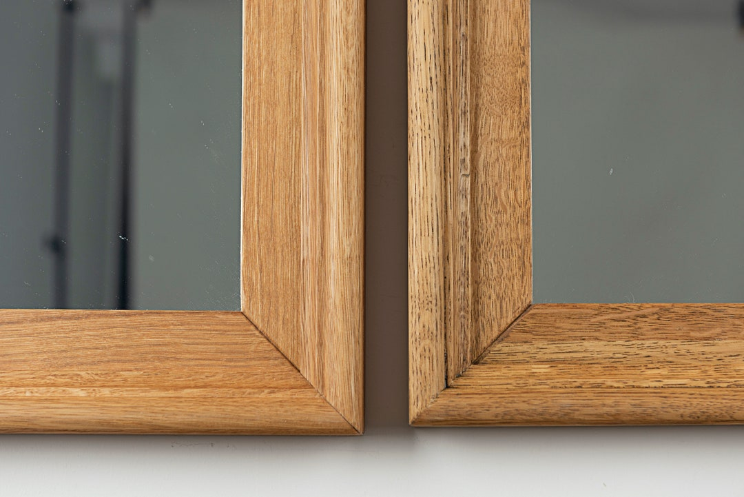 Handcrafted Solid Oak Mirror, Rustic Modern Style, Versatile Wall ... intended for