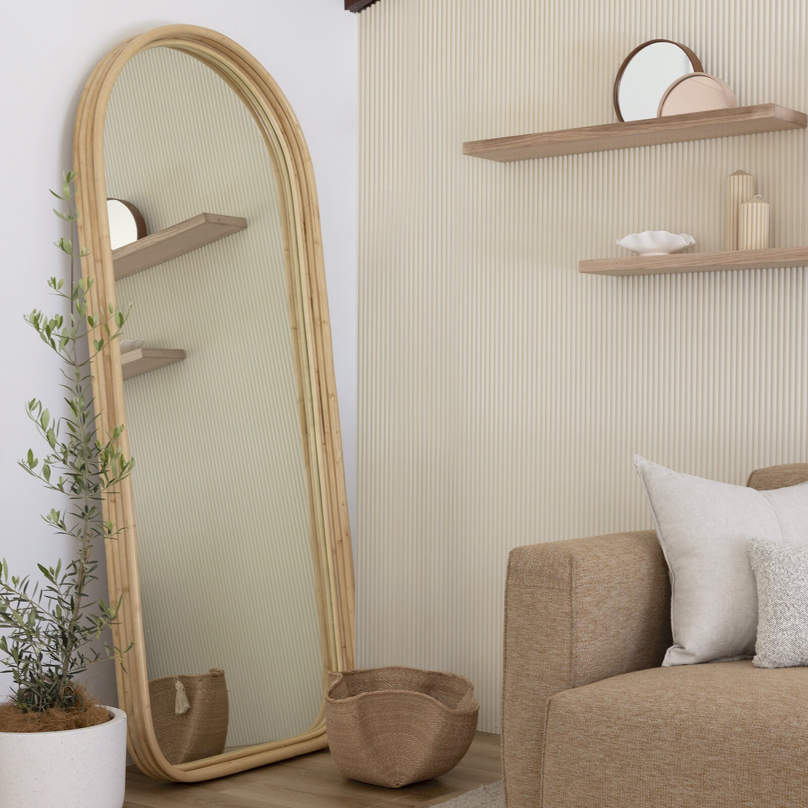 Handmade Rattan Floor Mirror, Rattan Big Mirror, Cane Mirror, Boho ... in Understanding the Craft Behind Saltwater Rattan Floor Mirrors