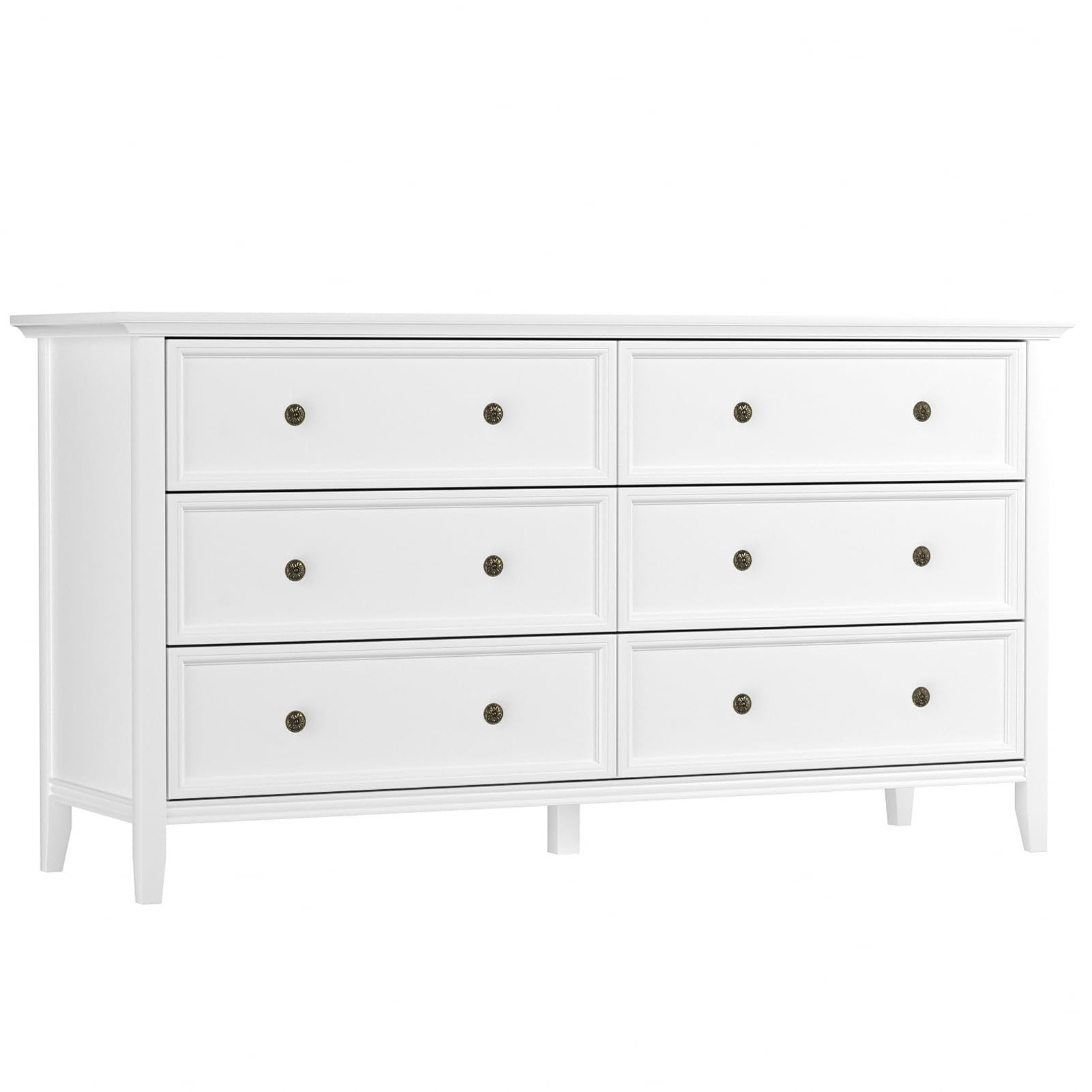 Ikeno 6 𝑫𝒓𝒂𝒘𝒆𝒓𝒔 𝑫𝒓𝒆𝒔𝒔𝒆𝒓, White 6 Drawer Dresser For Bedroom, Modern ... in
