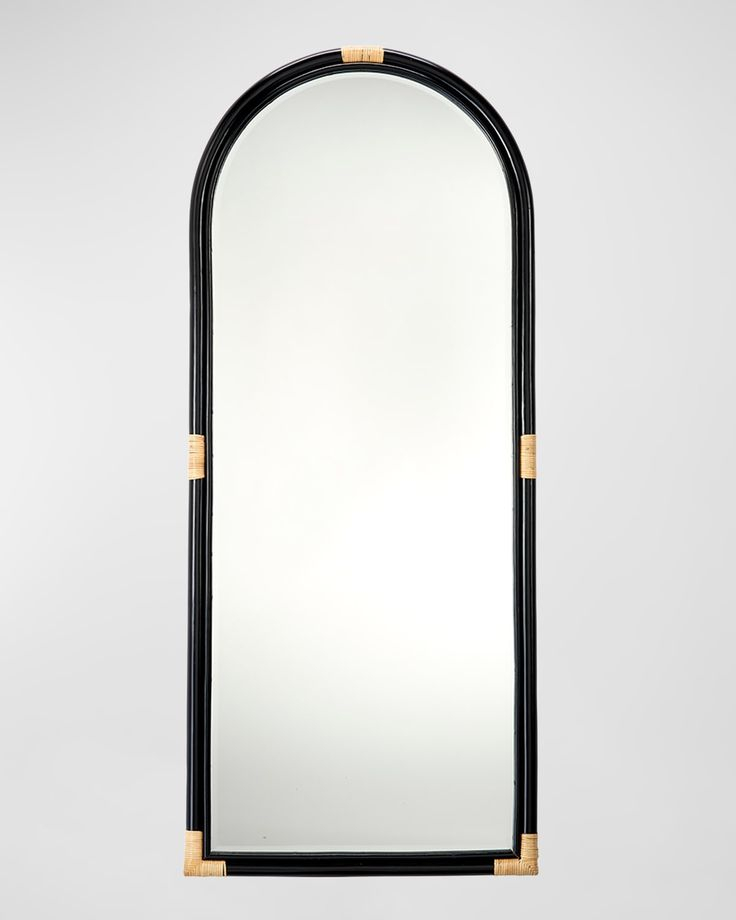 Jamie Young Co. Saltwater Floor Mirror - Matte Black Rattan W/ Natural ... with Understanding the Craft Behind Saltwater Rattan Floor Mirrors