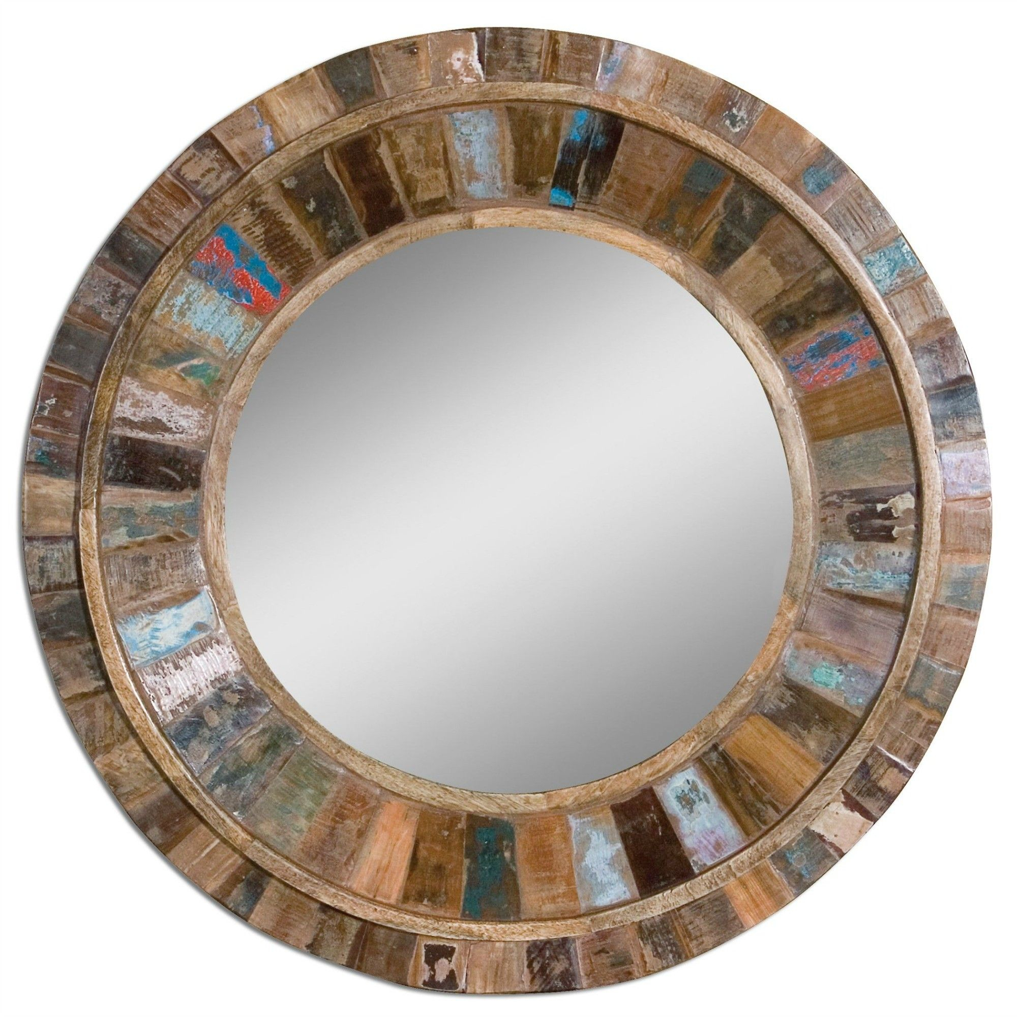 Jeremiah Round Reclaimed Wood Mirror | Reclaimed Wood Mirror, Round ... intended for