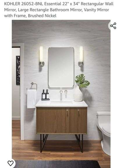 Kohler 26052-Bnl Essential 22" X 34" Rectangular Wall Mirror ... with regard to The Design Appeal of the Kohler K-26052 Essential Rectangular Sink