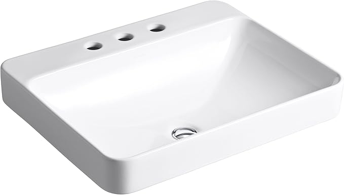 Kohler K-2660-8-0 Vox Rectangle Vessel With Widespread Faucet Holes ... in