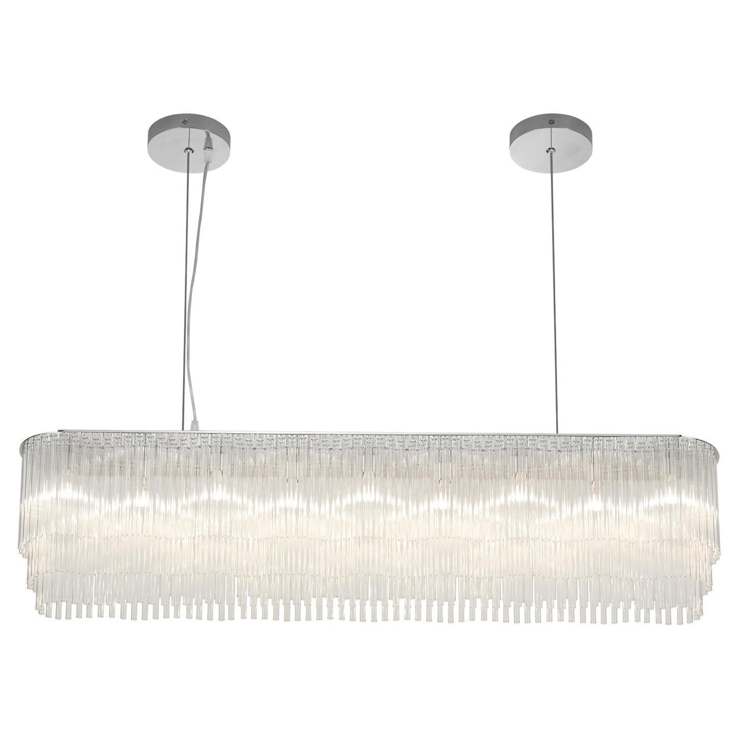 Linear Chandelier Thin 1010Mm/39.75" In Brushed Nickel / Tiered Glass ... in