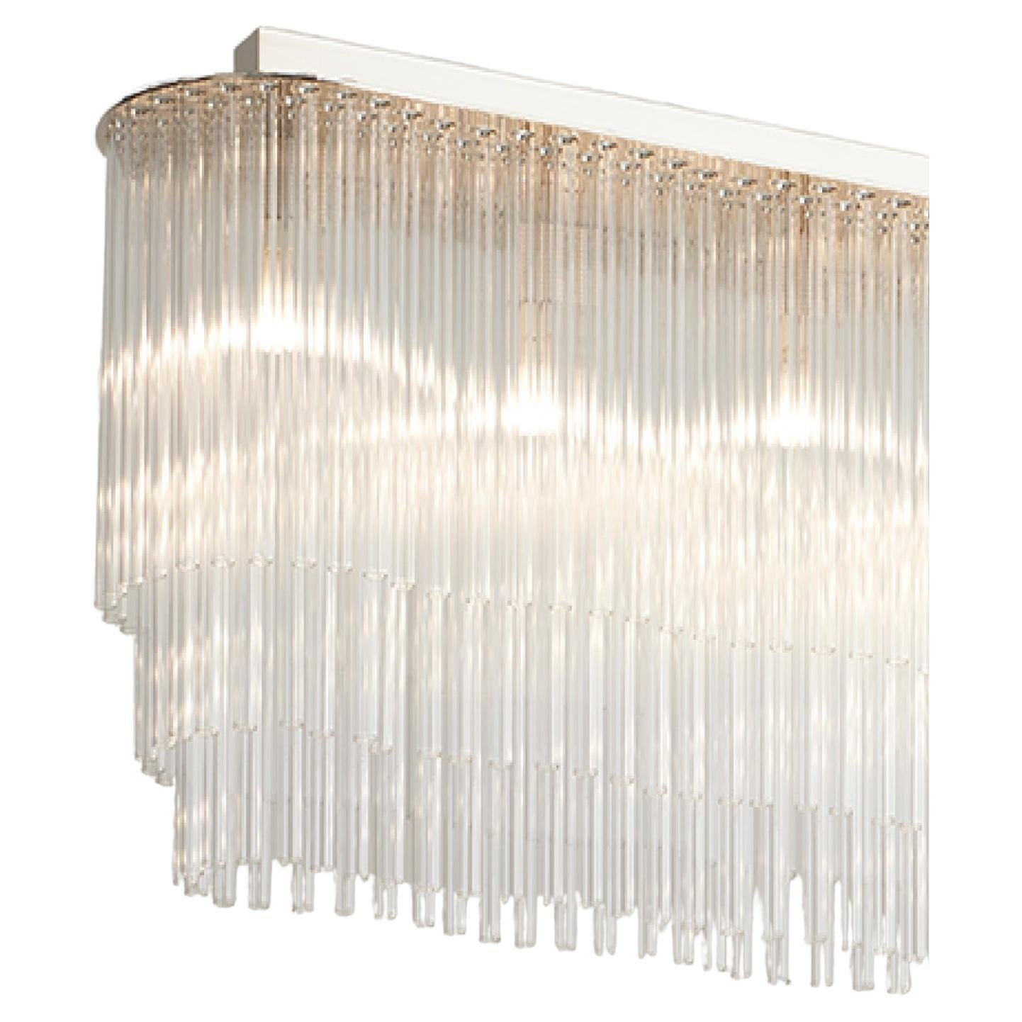Linear Chandelier Thin 1445Mm / 58.75" In Brushed Nickel, By Tom Kirk ... inside