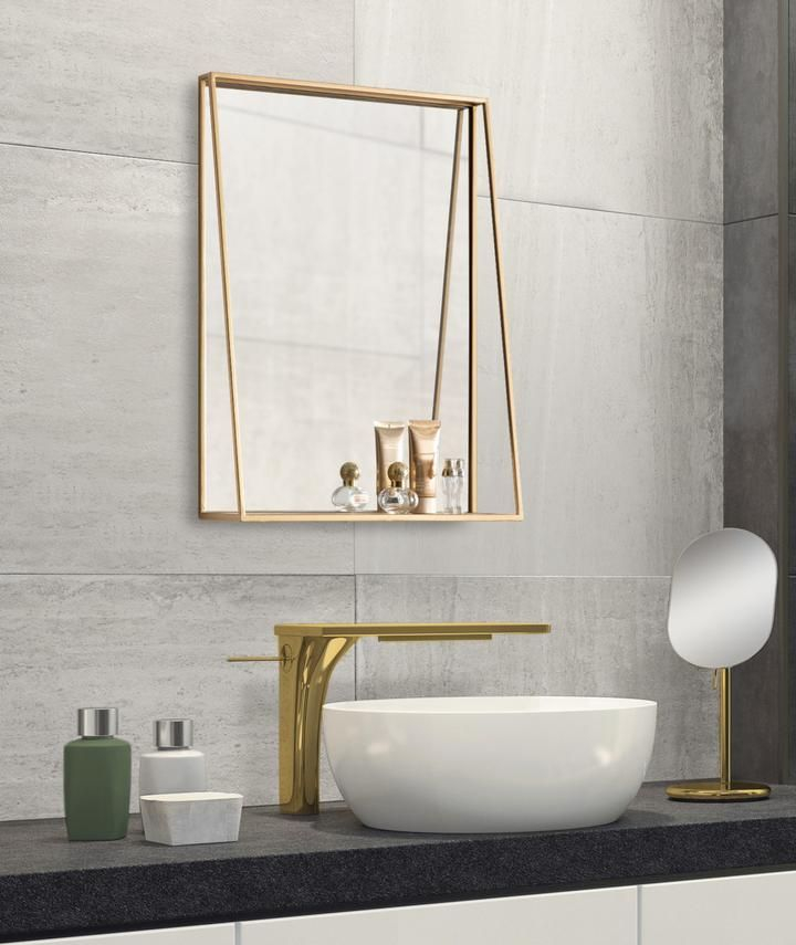 Lintz Metal Framed Mirror With Shelf | Small Bathroom Mirrors, Mirror ... within A Deep Dive Into the Design of Lintz Metal Framed Mirrors