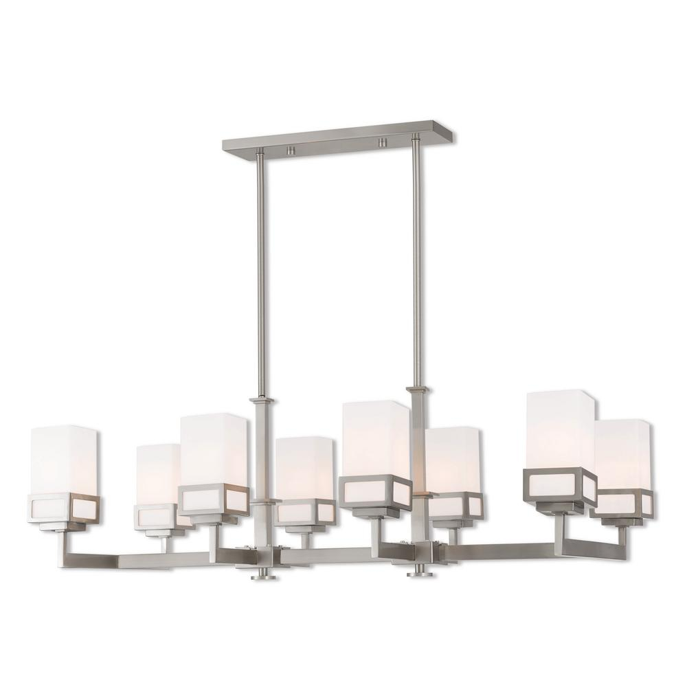 Livex Lighting Harding 8-Light Brushed Nickel Linear Chandelier With ... for A Deep Dive Into Contemporary Linear Chandeliers in Brushed Nickel