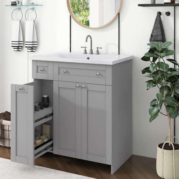 Magic Home 30 In. Freestanding Multi-Functional Storage Bathroom Vanity ... for