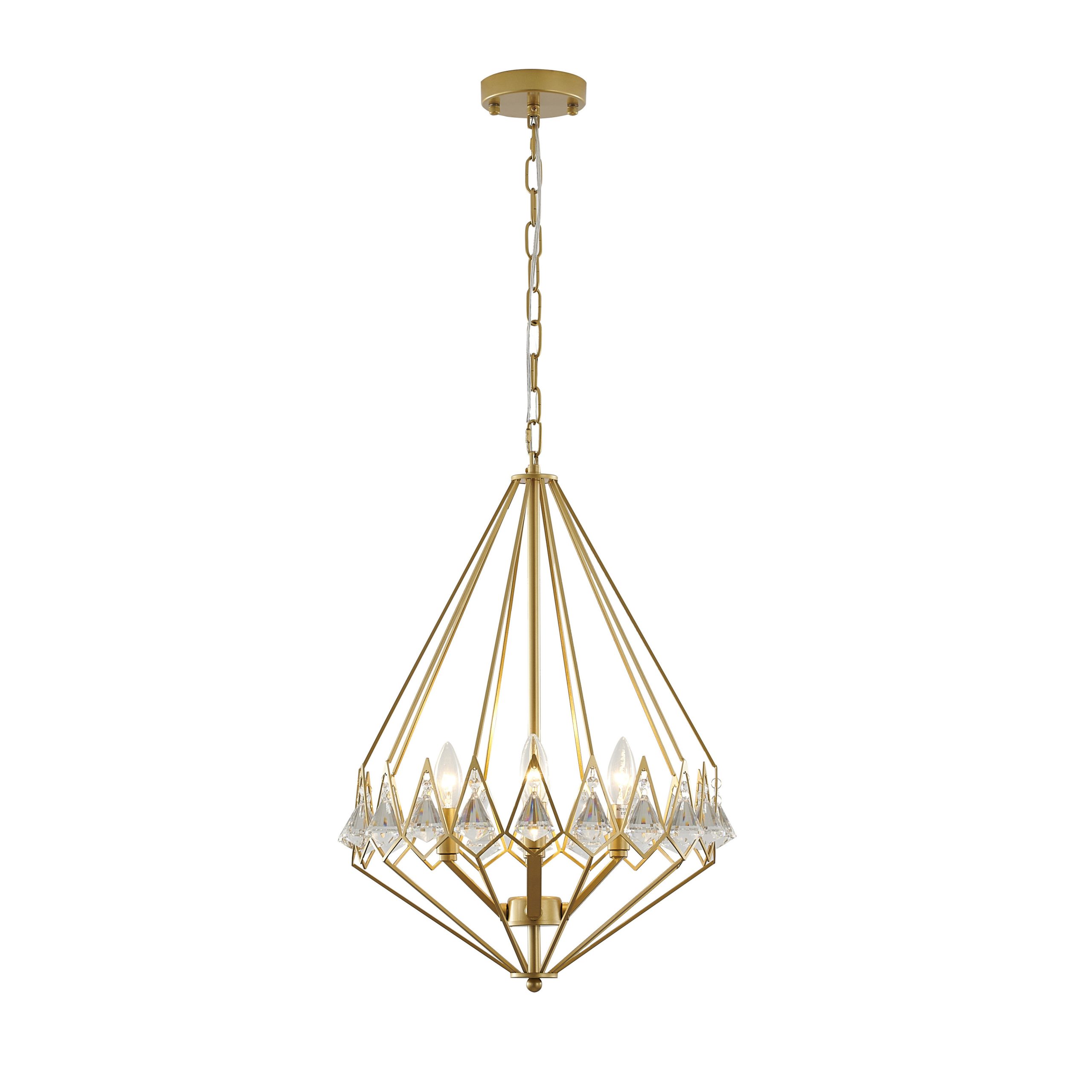 Mercer41 Britton 4-Light Gold Metal Chandelier With Clear Crystal ... in