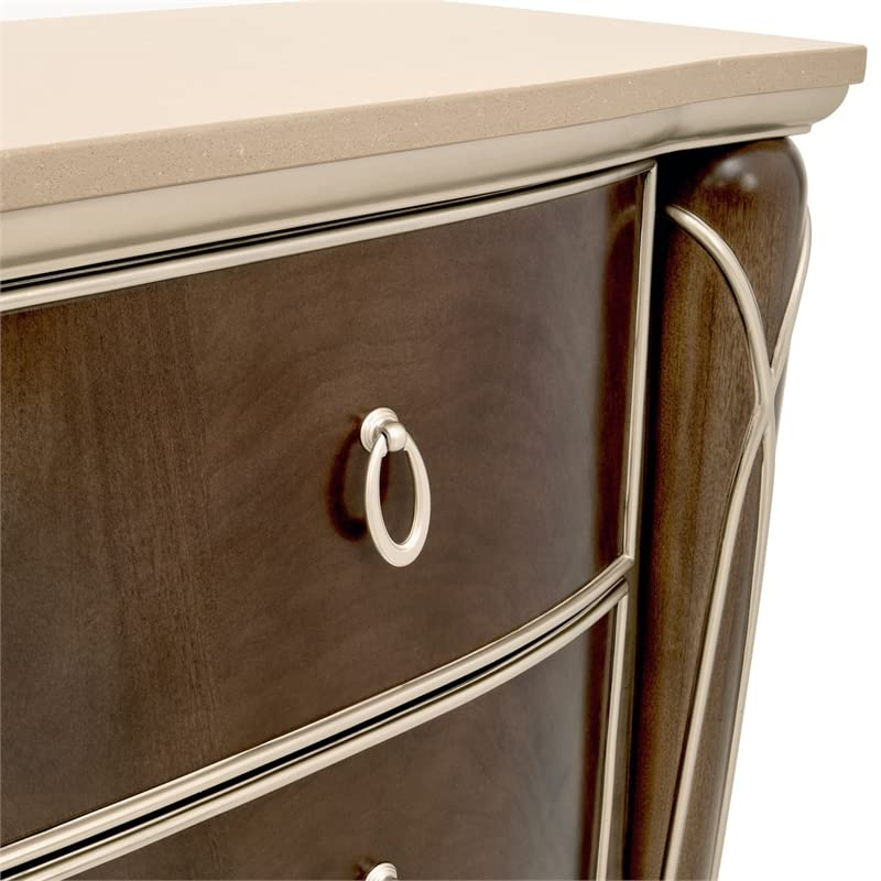 Michael Amini Villa Cherie Wood &Amp; Marble Dresser In Hazelnut Brown pertaining to