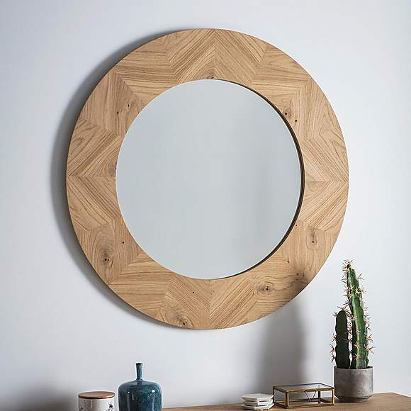 Milano Rustic Oak Wall Mirror | Dunelm | Round Wooden Mirror, Wooden ... regarding Finding the Perfect Placement for Your 26" Round Brown Wood Frame Mirror Style Tips