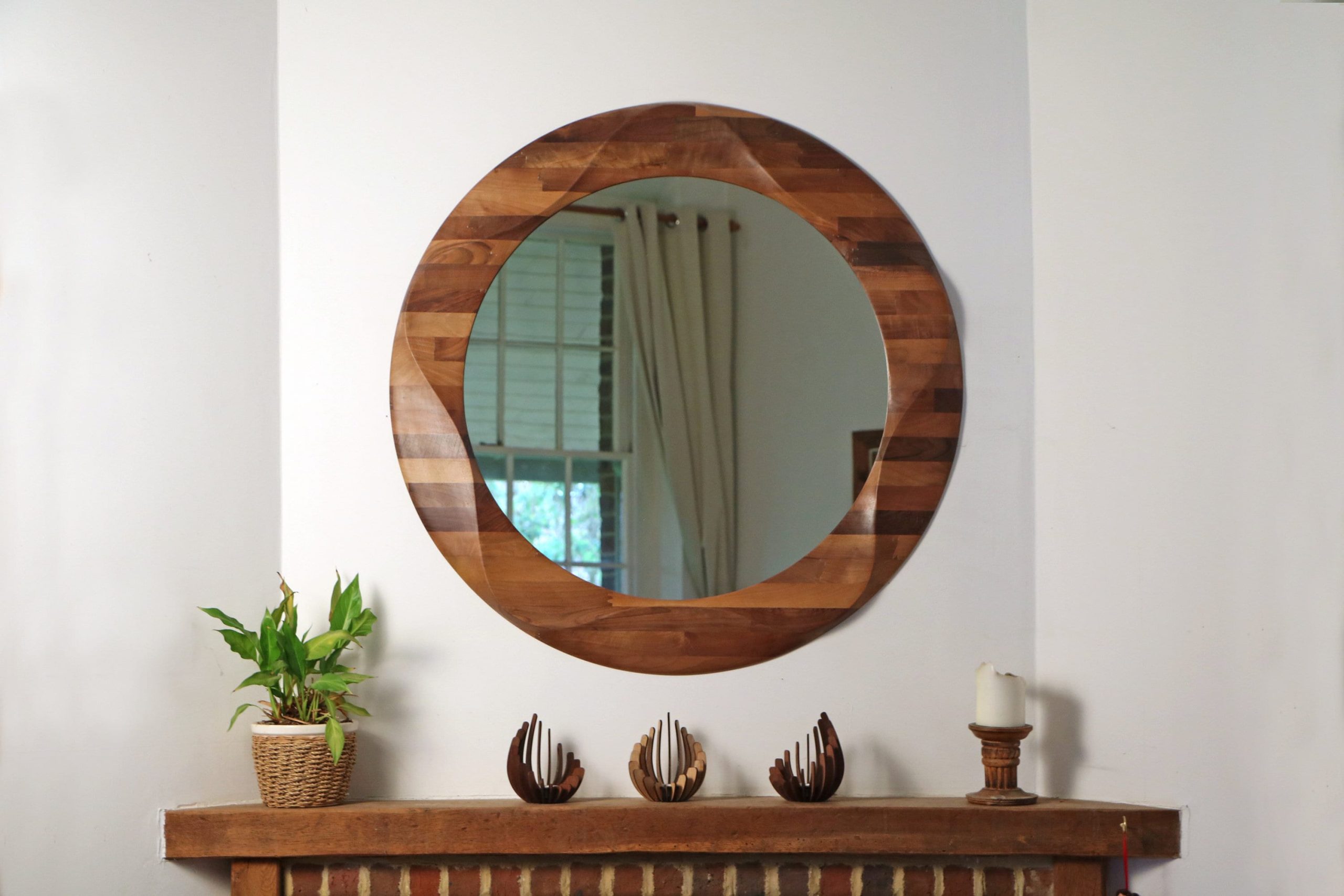 Mirror And Wood Wall Decor : Attractive Wall Decoration And Reclaimed ... throughout Finding the Perfect Placement for Your 26" Round Brown Wood Frame Mirror Style Tips