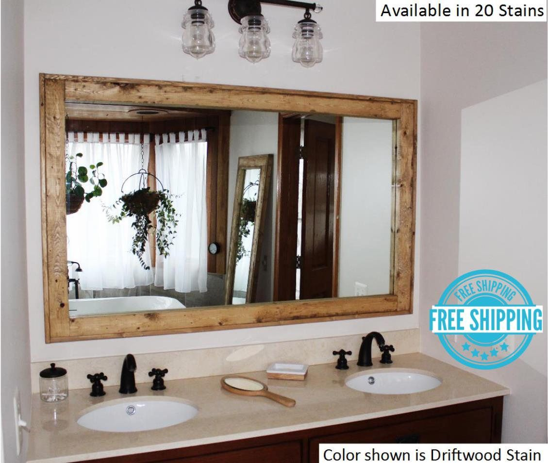 Mirror Wall Decor Large Framed Herringbone Handmade Rustic - Etsy ... with Designing with Driftwood Elevating Interiors with a 42-inch Mirror