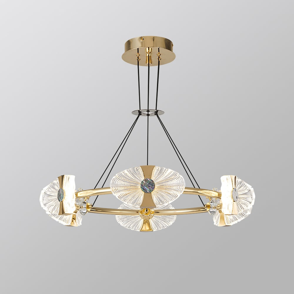 Modern Circle Acrylic Led Chandelier 6-Light For Living Room And Dining ... for