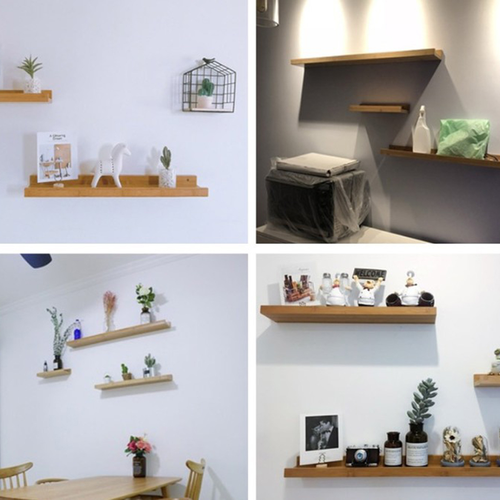 Modern Wall Mounted Wooden Shelves Floating Storag... – Grandado throughout