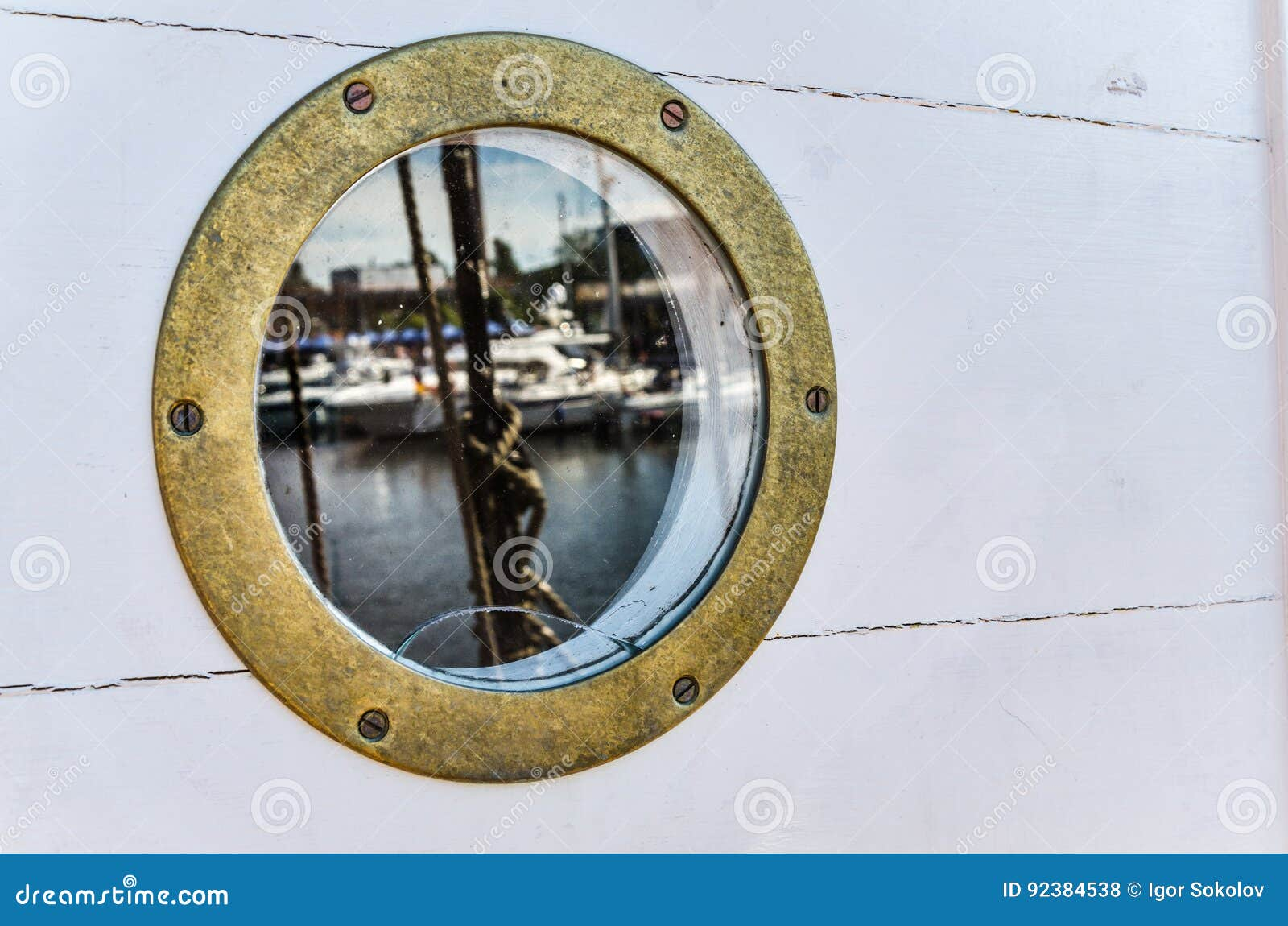 Nautical Porthole With Reflection, Close Up Stock Photo - Image Of ... intended for The Art of Nautical Reflection Choosing Your Perfect Porthole Mirror