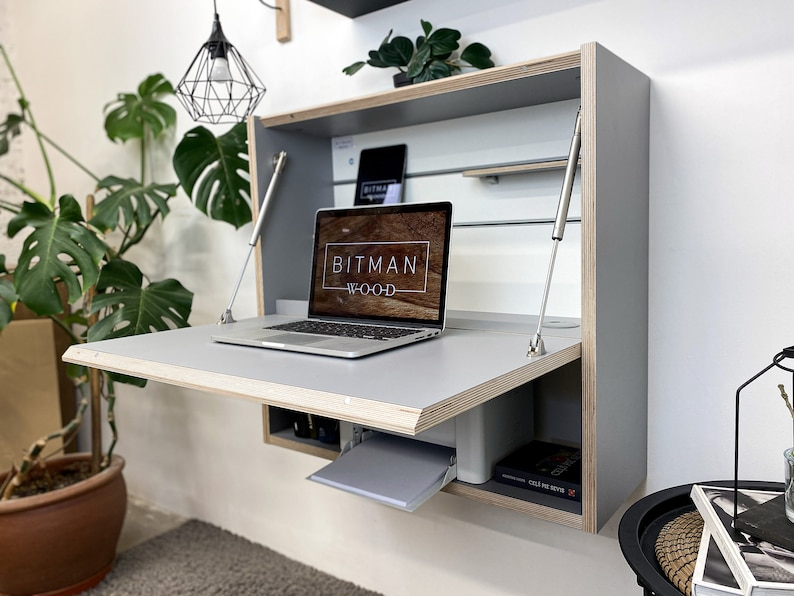Office Desk Work Space Floating Desk Space Saving Desk Wall | Etsy pertaining to