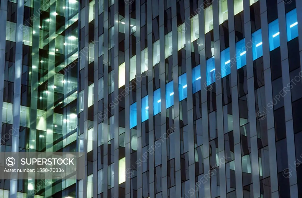 Office High-Rise, Facade, Detail, Twilight Skyscrapers, Buildings ... with