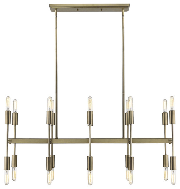 Perret 20-Light Aged Brass Island Pendant - Transitional - Kitchen ... in Beyond the Blueprint Exploring the Craftsmanship of the Perret 20-Light Pendant