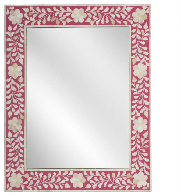 Pink Bone Wall Mirror, Belen Kox - Mediterranean - Wall Mirrors - By ... pertaining to The Art of Textured Wood Mirror Framing with Belen Kox