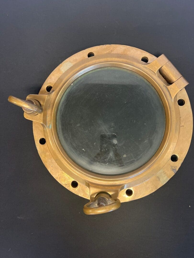 Polished Brass Porthole W/Flange - Vintage Ship Salvage within