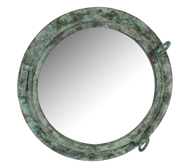 Porthole Mirror 24"Greenish Bronze - Sculpture &Amp; Statue for A Closer Look at the Craftsmanship of 24" Bronzed Porthole Mirrors