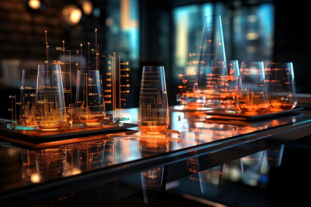 Premium Photo | Futuristic City Escape Insight Transparent Glass Table ... with