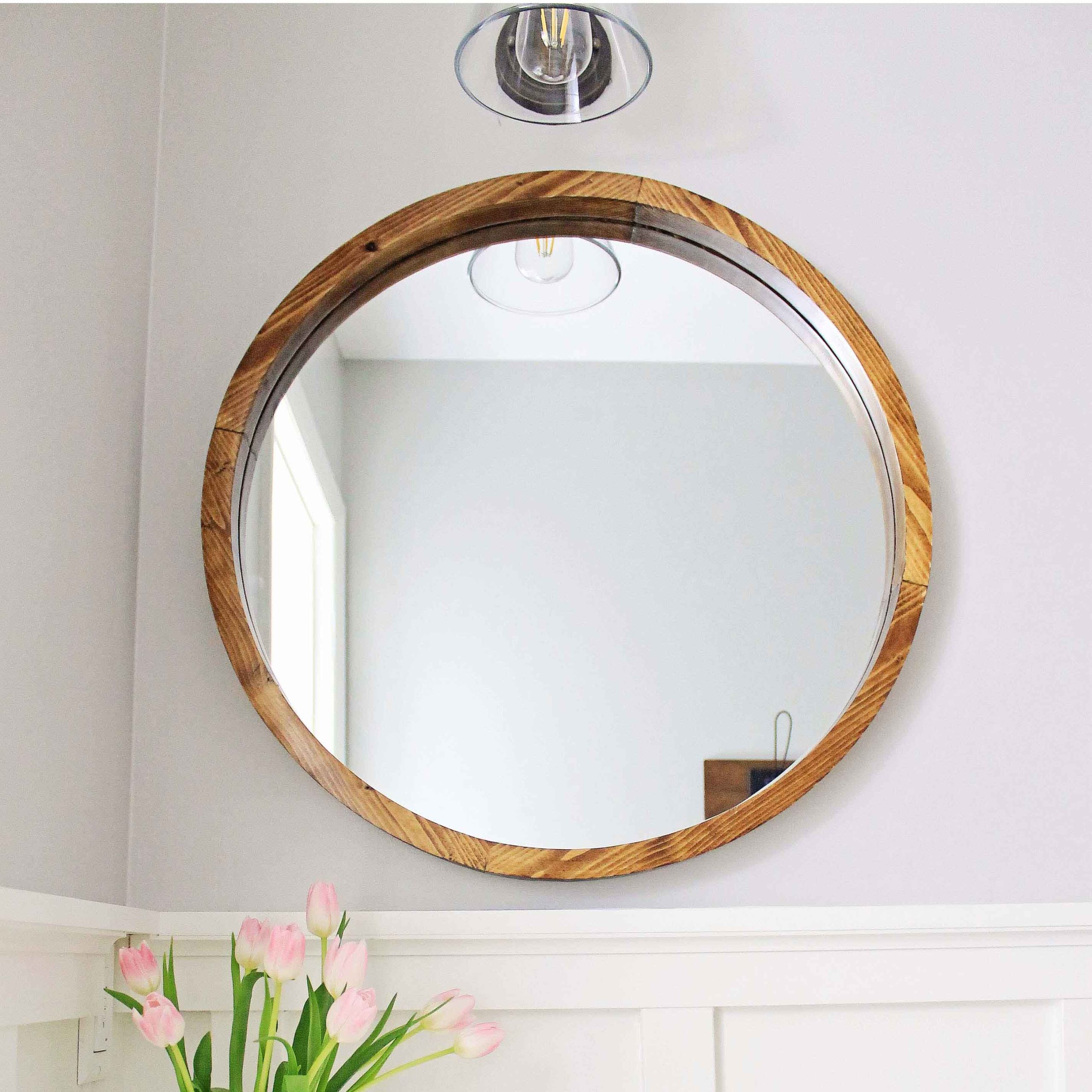 Round Wood Mirror Diy - Angela Marie Made with Finding the Perfect Placement for Your 26" Round Brown Wood Frame Mirror Style Tips