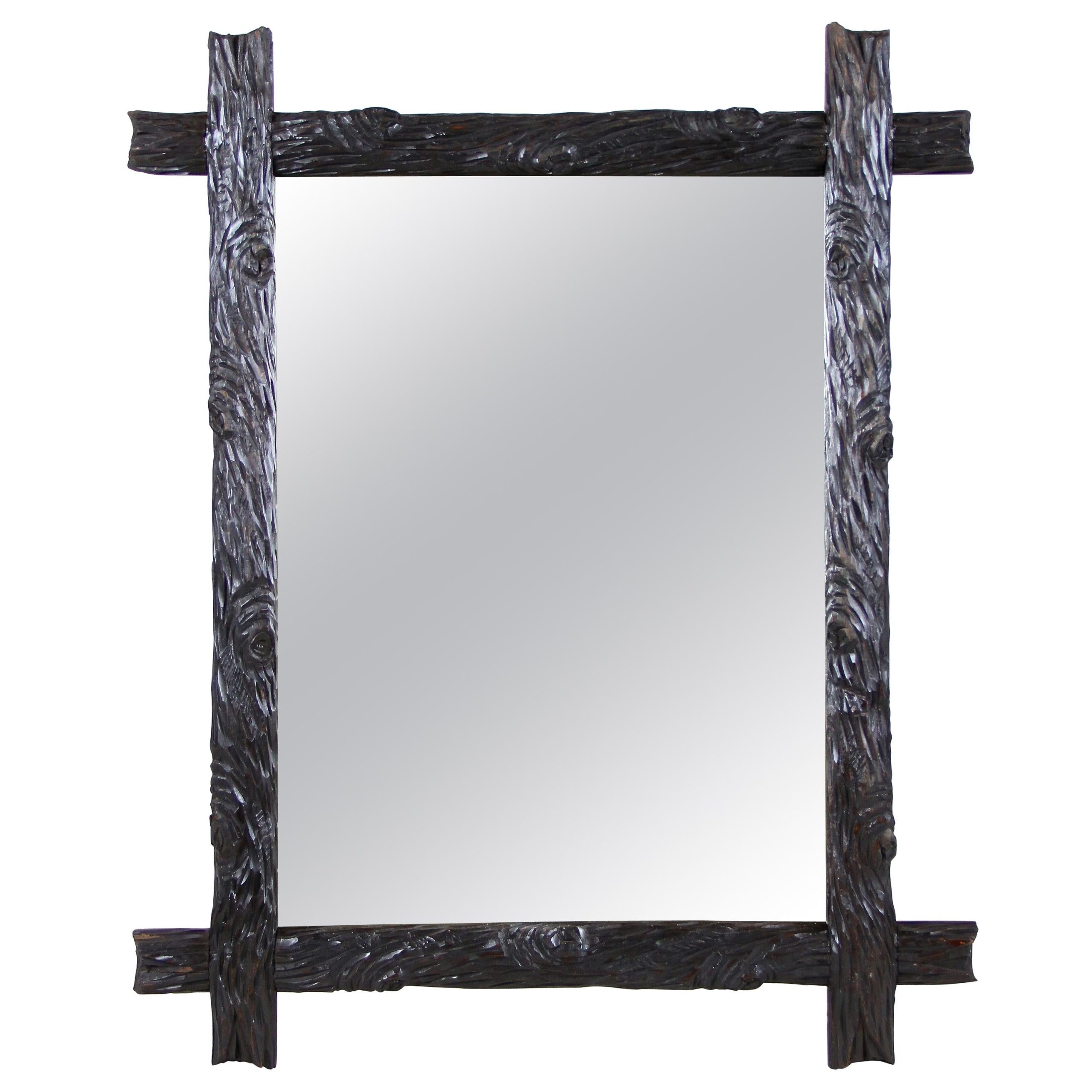 Rustic Black Forest Wall Mirror Hand Carved, Austria, Circa 1890 At 1Stdibs within