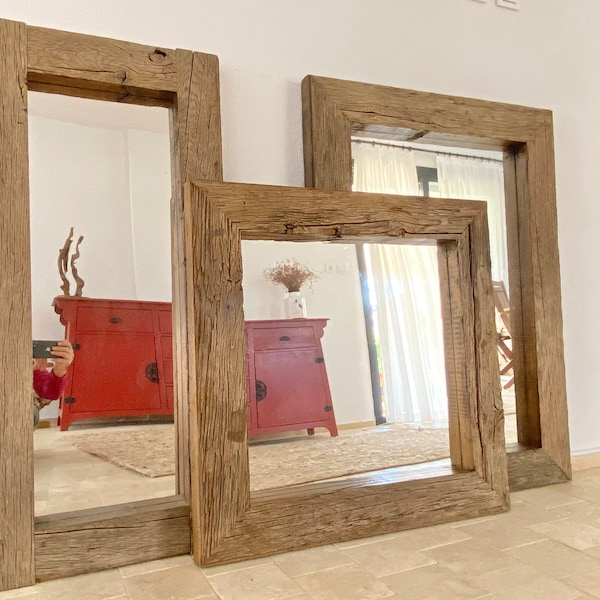 Rustic Large Wood Mirrors - Etsy within Discovering the enduring charm of reclaimed oak in mirror design