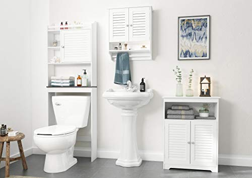 Spirich Bathroom Floor Cabinet With Double Louvered Doors And ... inside Beyond Aesthetics The Functional Brilliance of Adjustable Bathroom Cabinetry