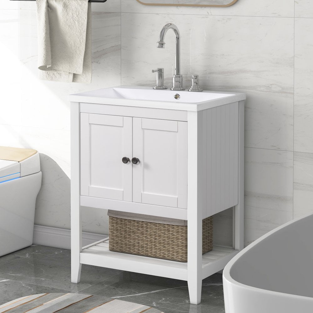 Tcbosik 24 Inch Bathroom Vanity, Modern White Bathroom Vanity Cabinet ... intended for