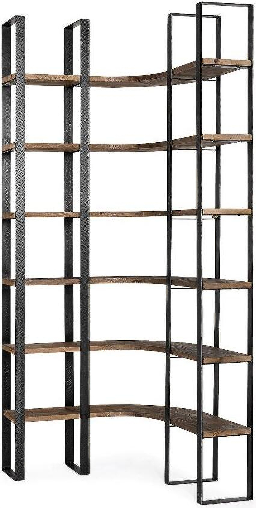 Turner Ii Curved Dark Brown Wood And Black Iron Six Shelving Unit By ... for